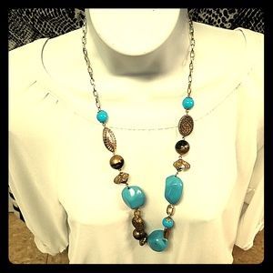 Turquoise Gold Aztec Necklace